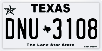 TX license plate DNU3108