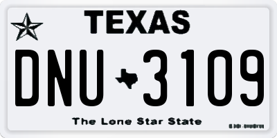 TX license plate DNU3109
