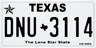 TX license plate DNU3114