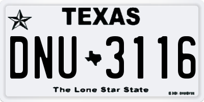 TX license plate DNU3116