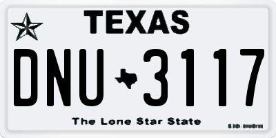 TX license plate DNU3117