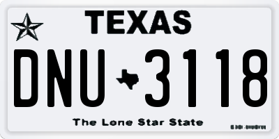 TX license plate DNU3118