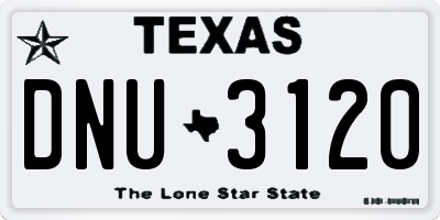 TX license plate DNU3120