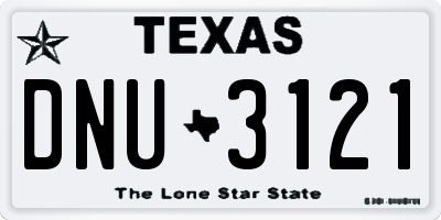 TX license plate DNU3121