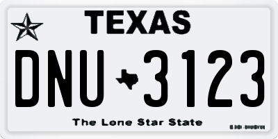 TX license plate DNU3123