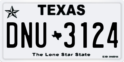 TX license plate DNU3124