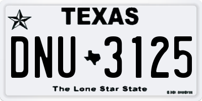 TX license plate DNU3125