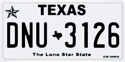 TX license plate DNU3126