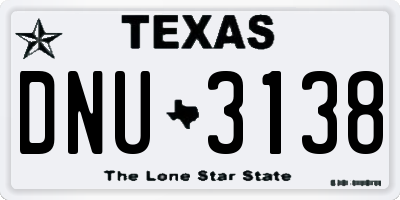 TX license plate DNU3138