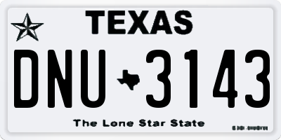 TX license plate DNU3143