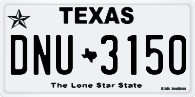 TX license plate DNU3150