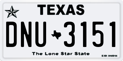 TX license plate DNU3151