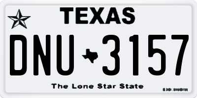 TX license plate DNU3157