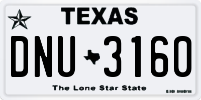 TX license plate DNU3160