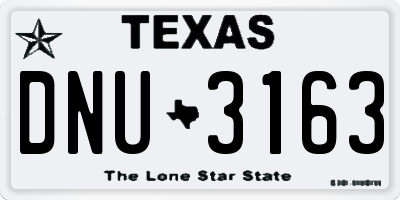 TX license plate DNU3163