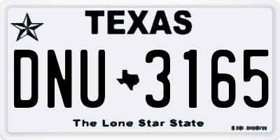 TX license plate DNU3165
