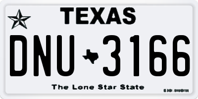 TX license plate DNU3166