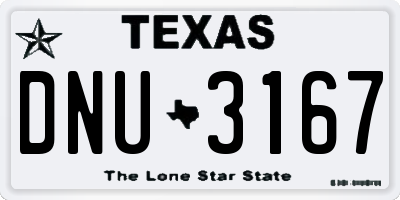 TX license plate DNU3167