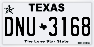 TX license plate DNU3168