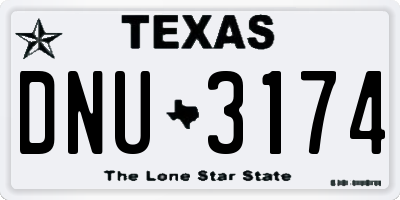 TX license plate DNU3174