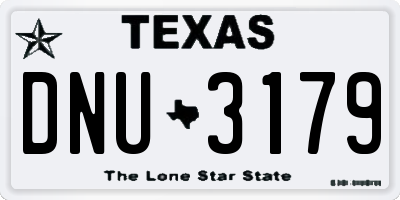 TX license plate DNU3179