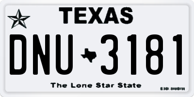 TX license plate DNU3181