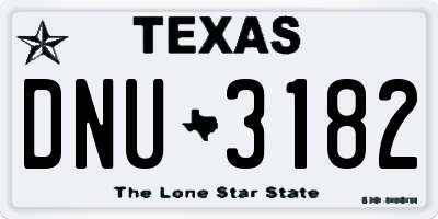 TX license plate DNU3182