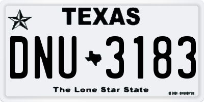 TX license plate DNU3183
