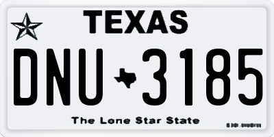 TX license plate DNU3185