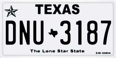 TX license plate DNU3187