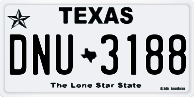 TX license plate DNU3188