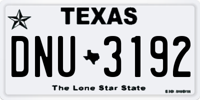 TX license plate DNU3192