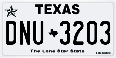 TX license plate DNU3203