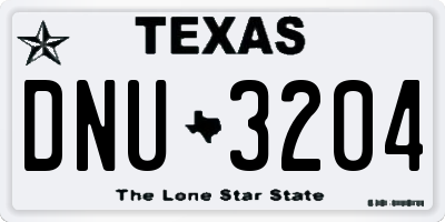 TX license plate DNU3204