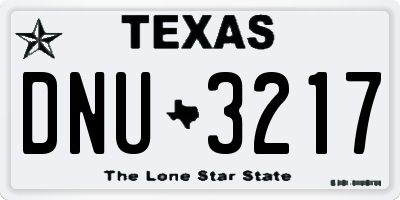 TX license plate DNU3217