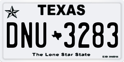 TX license plate DNU3283