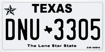 TX license plate DNU3305