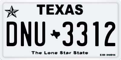 TX license plate DNU3312