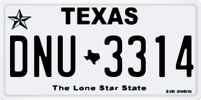 TX license plate DNU3314