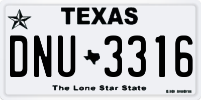TX license plate DNU3316