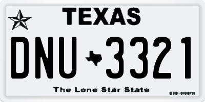 TX license plate DNU3321