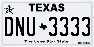 TX license plate DNU3333