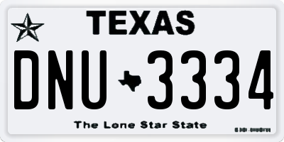 TX license plate DNU3334