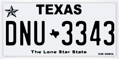TX license plate DNU3343