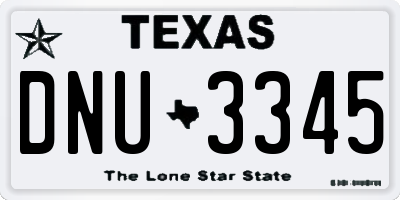 TX license plate DNU3345