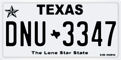 TX license plate DNU3347