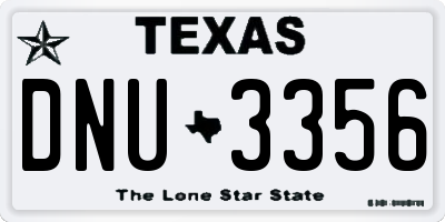TX license plate DNU3356