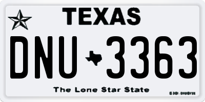 TX license plate DNU3363