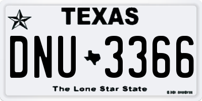 TX license plate DNU3366