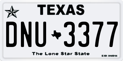 TX license plate DNU3377